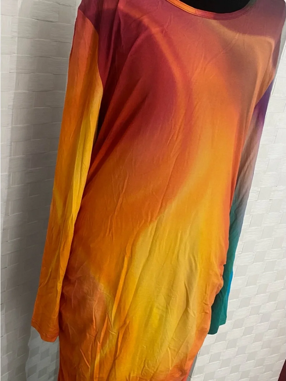 Long Sleeve Ombre Sunset Maxi Dress - Multicolor - Picture 3 of 8